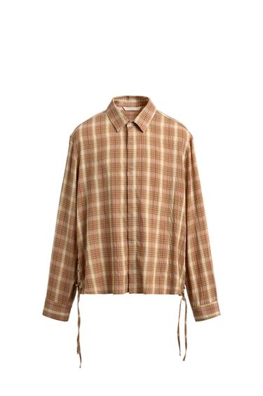 CAMISA FLUIDA CUADROS LAZOS - Naranjas de Zara
