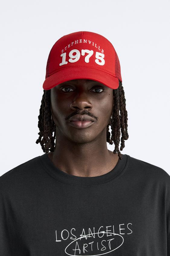 CAP WITH RAISED SLOGAN - Red | ZARA United Kingdom