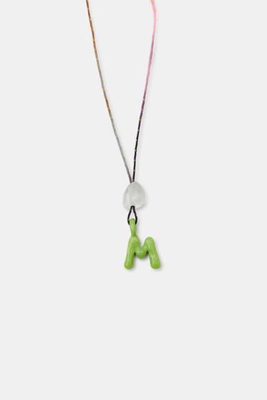CORD NECKLACE WITH ALPHABET LETTER - Light green by Zara