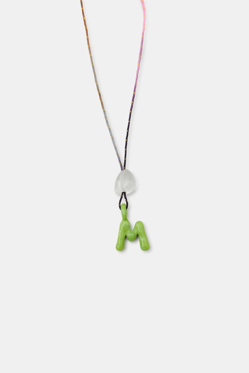 CORD NECKLACE WITH ALPHABET LETTER