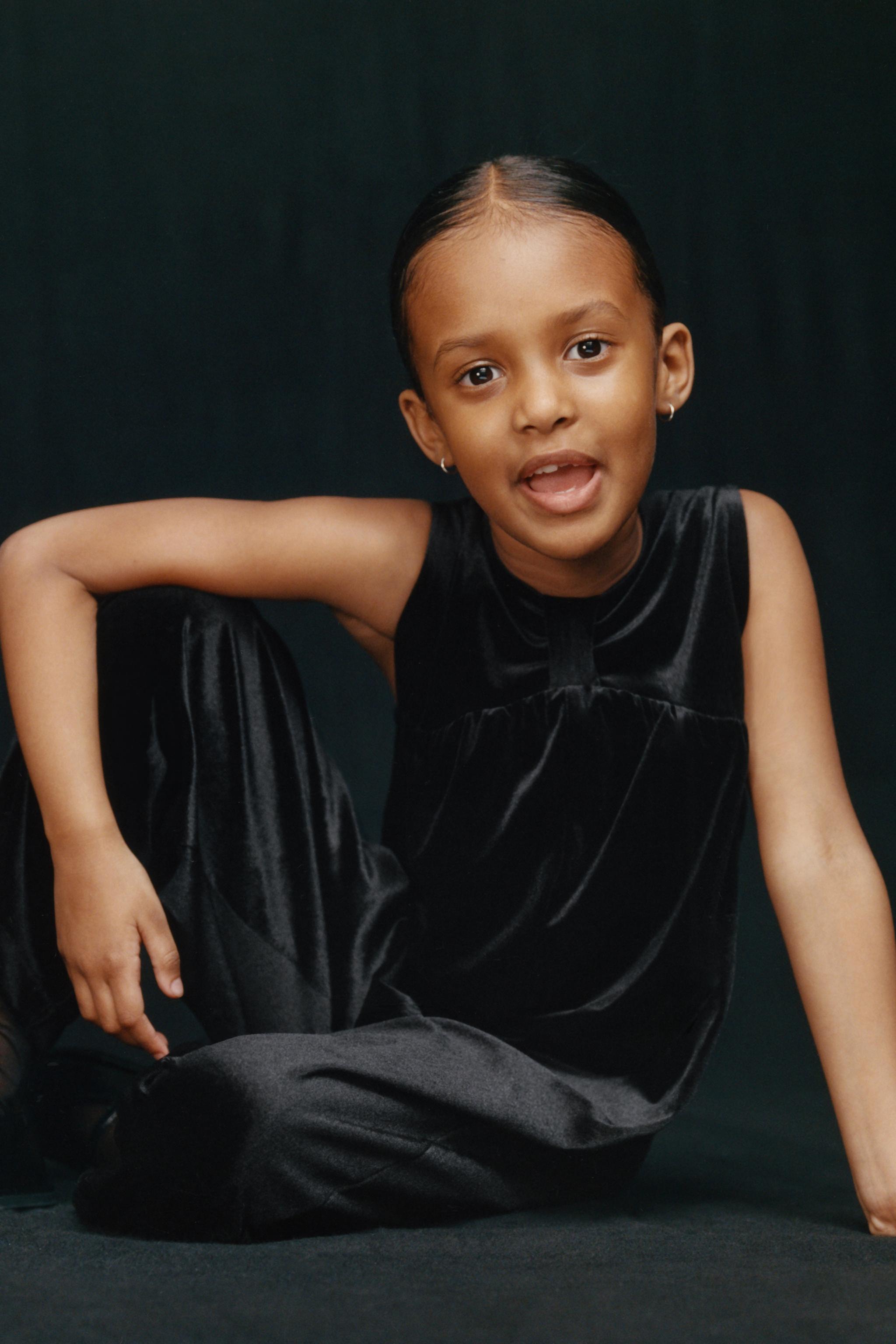 LONG VELVET JUMPSUIT WITH BOW