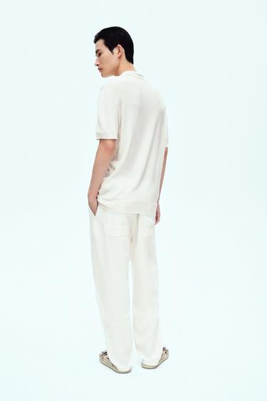 VISCOSE BLEND KNITTED POLO SHIRT - Oyster-white by Zara