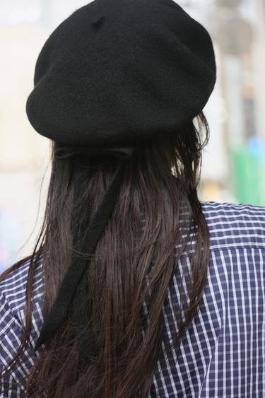 100% WOOL BERET WITH BOW - Black by Zara