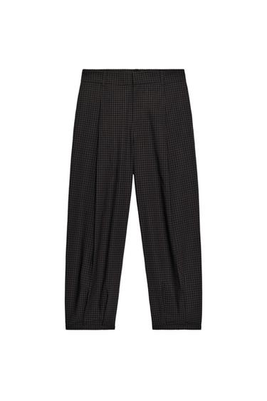 CHECK TROUSERS WITH DARTS - Grey by Zara