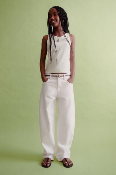 TOP MIT APPLIKATION - Cremefarben von Zara