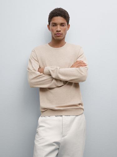 Zara Long sleeve cotton knit sweater - Sand