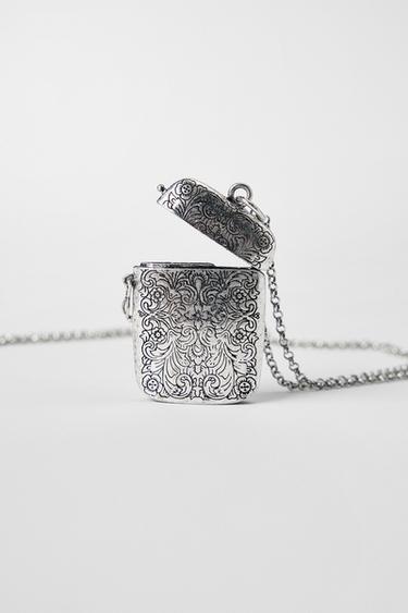 LONG ENGRAVED BOX NECKLACE KATE MOSS X ZARA - Silver by Zara - Image 4