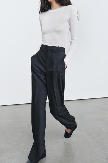 PANTALON TAILLE HAUTE À RAYURES ZW COLLECTION - rayures de Zara