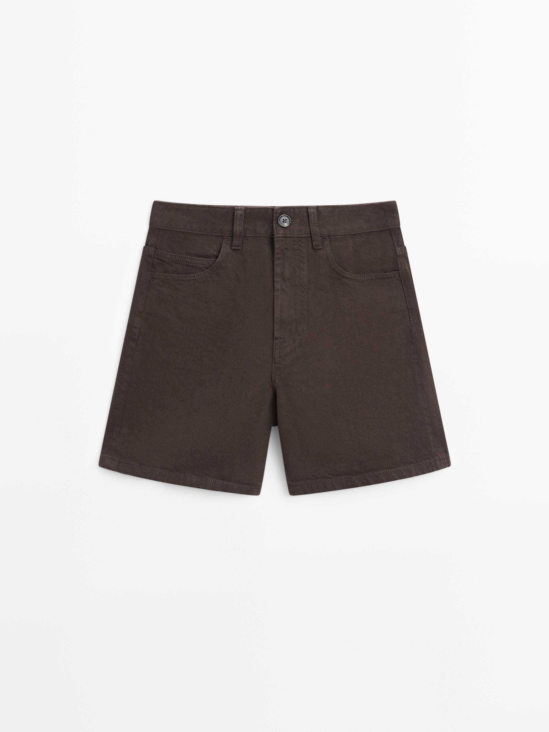 Mid-rise denim shorts