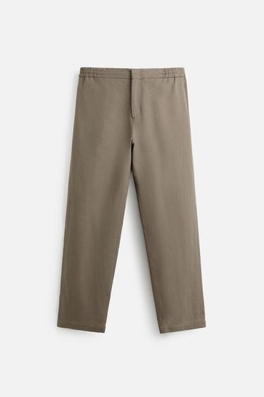 Zara VISCOSE - JUTE PANTS - Mink
