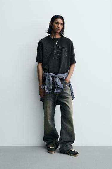 Zara PLEEGITATUD MUSTRILINE KOOTUD SÄRK - Must