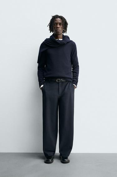 Zara BALLOON FIT PANTS - Navy blue