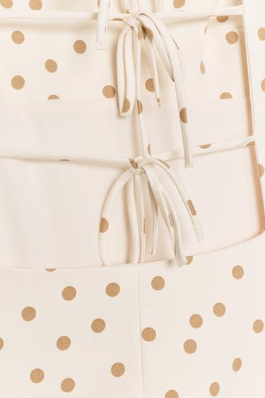 ROBE MINI À NŒUDS AU DOS ET À POIS - Écru / Marron de Zara - Image 3