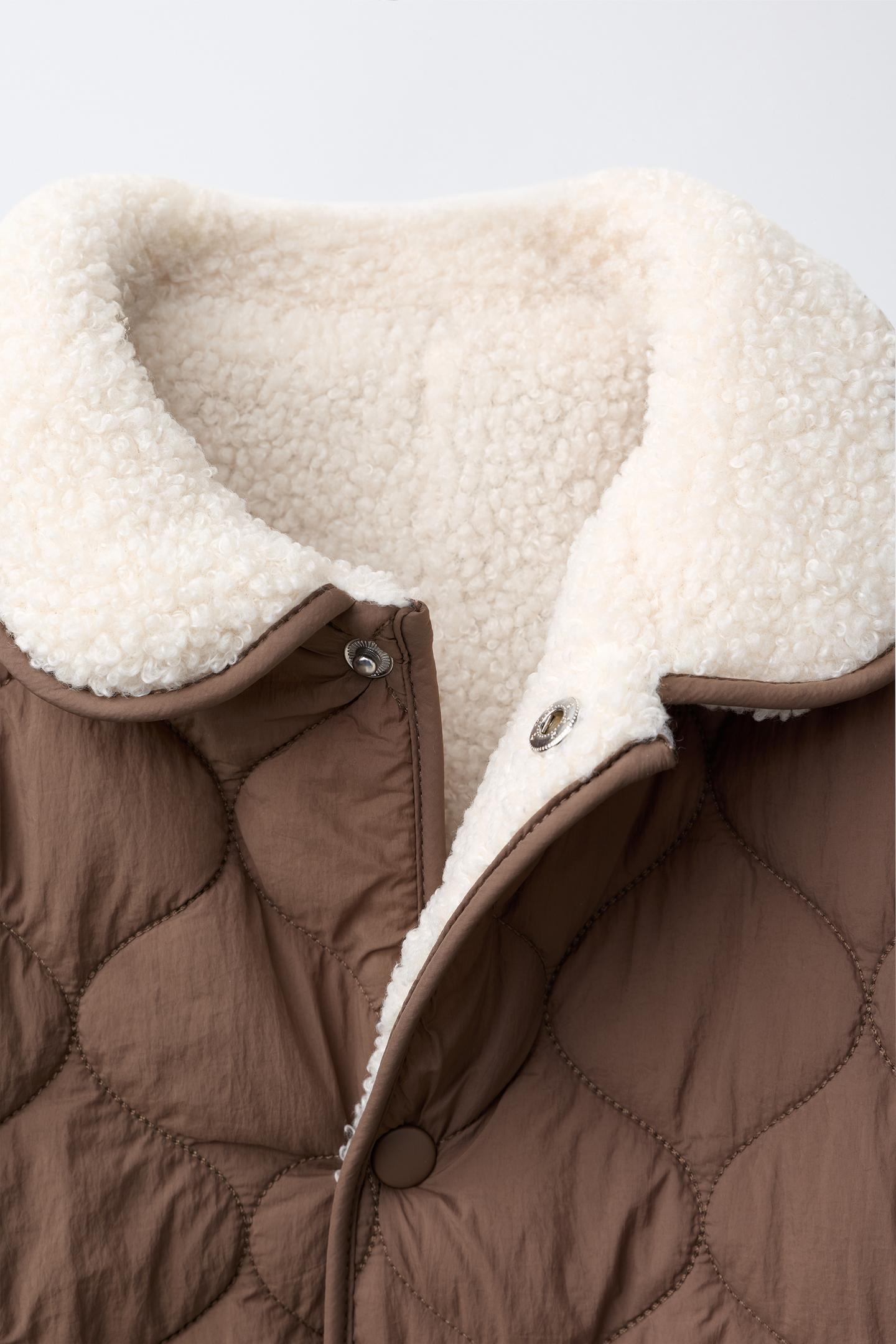 Детский комбинезон Zara Reversible Shearling and Quilted Jumpsuit, цвет: Коричневый — фото 5