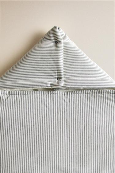 STRIPED COTTON CARRYCOT BABY WRAP - Grey by Zara