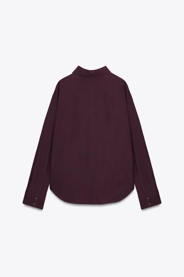 POPLIN OVERSIZE SHIRT - Aubergine by Zara