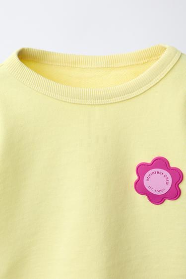 SWEATSHIRT AND RUBBERISED FLOWER BERMUDA SHORTS SET - black/yellow by Zara - Image 2