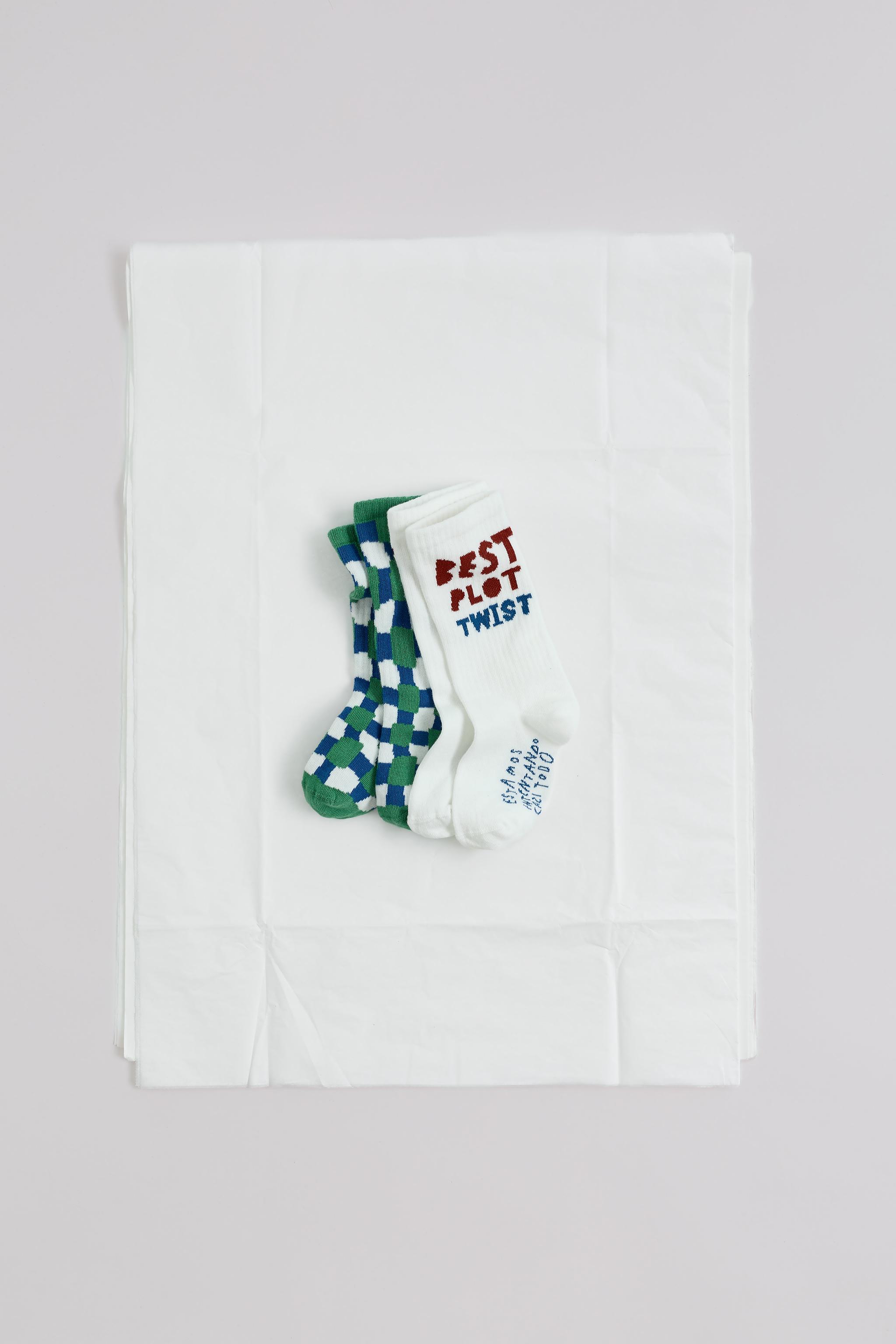 CLARA CEBRIAN © PRINT MID-CALF SOCKS - TWO PACK — White