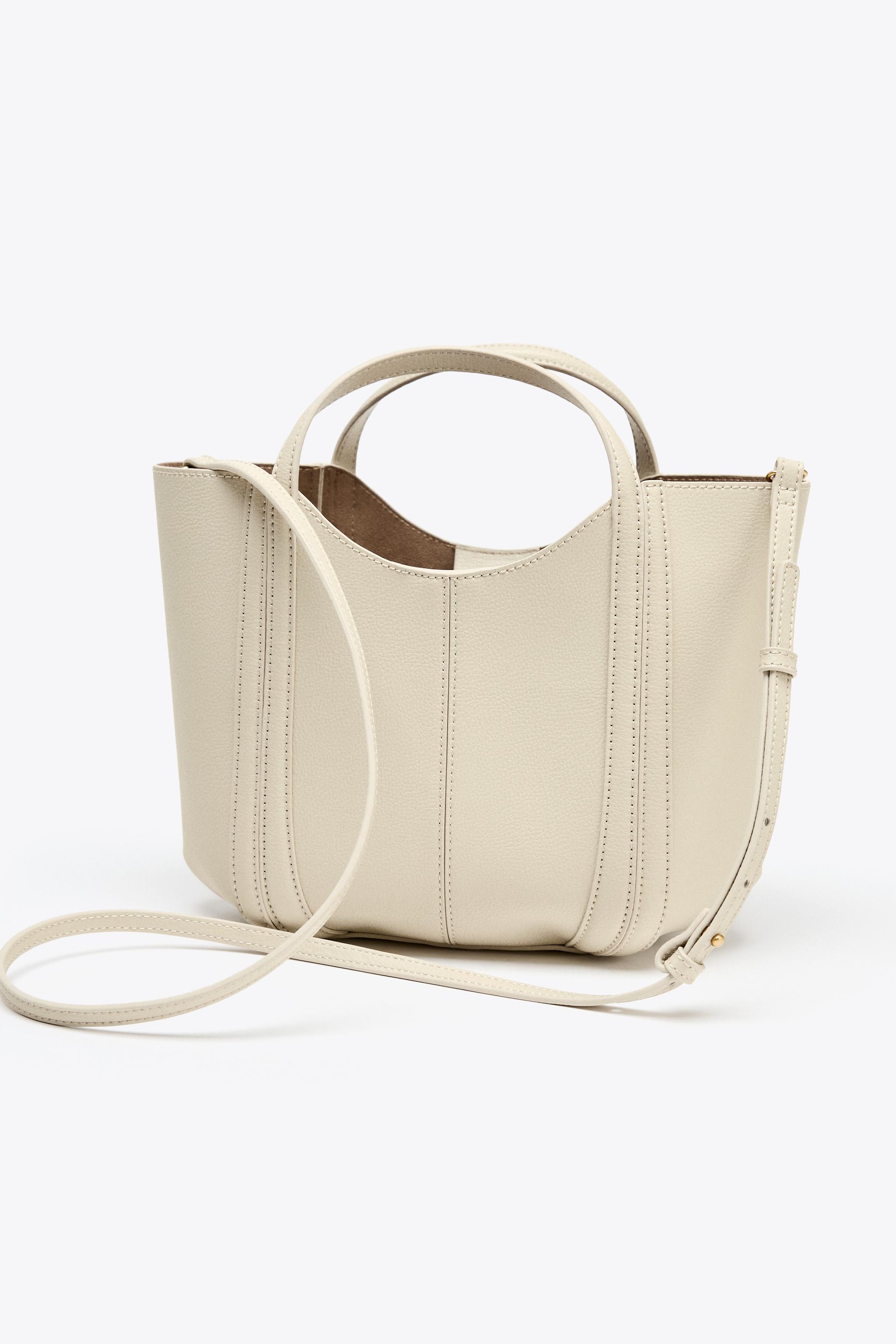 タグ付き新品★ZARAのステッチミニシティバッグ★ダークゴールデンブラウン色 タグ付き新品☆ZARAのステッチミニシティバッグ☆ダーク
