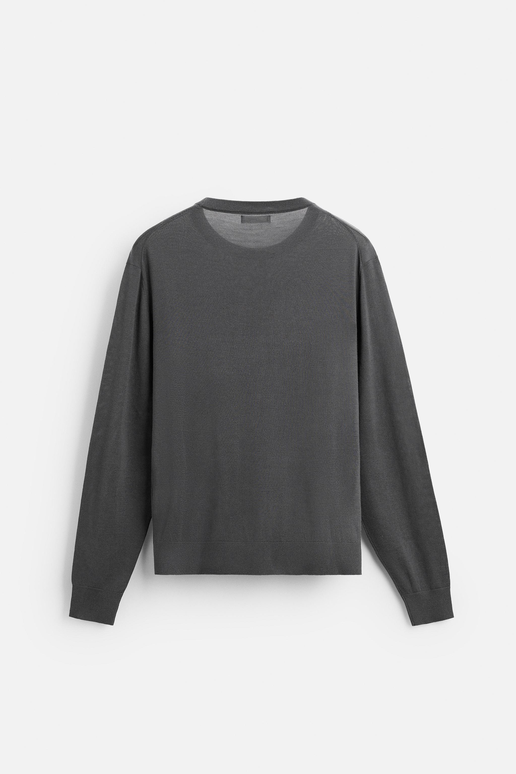 マーセライズドコットンウールセーター - グレー | ZARA Japan マーセライズドコットンウールセーター - グレー | ZARA Japan