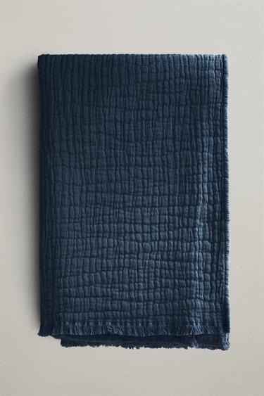 COUVERTURE COTON TEXTURÉE - Bleu de Zara - Image 4