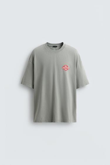 WASHED CONTRAST PRINT T-SHIRT - Dark grey by Zara