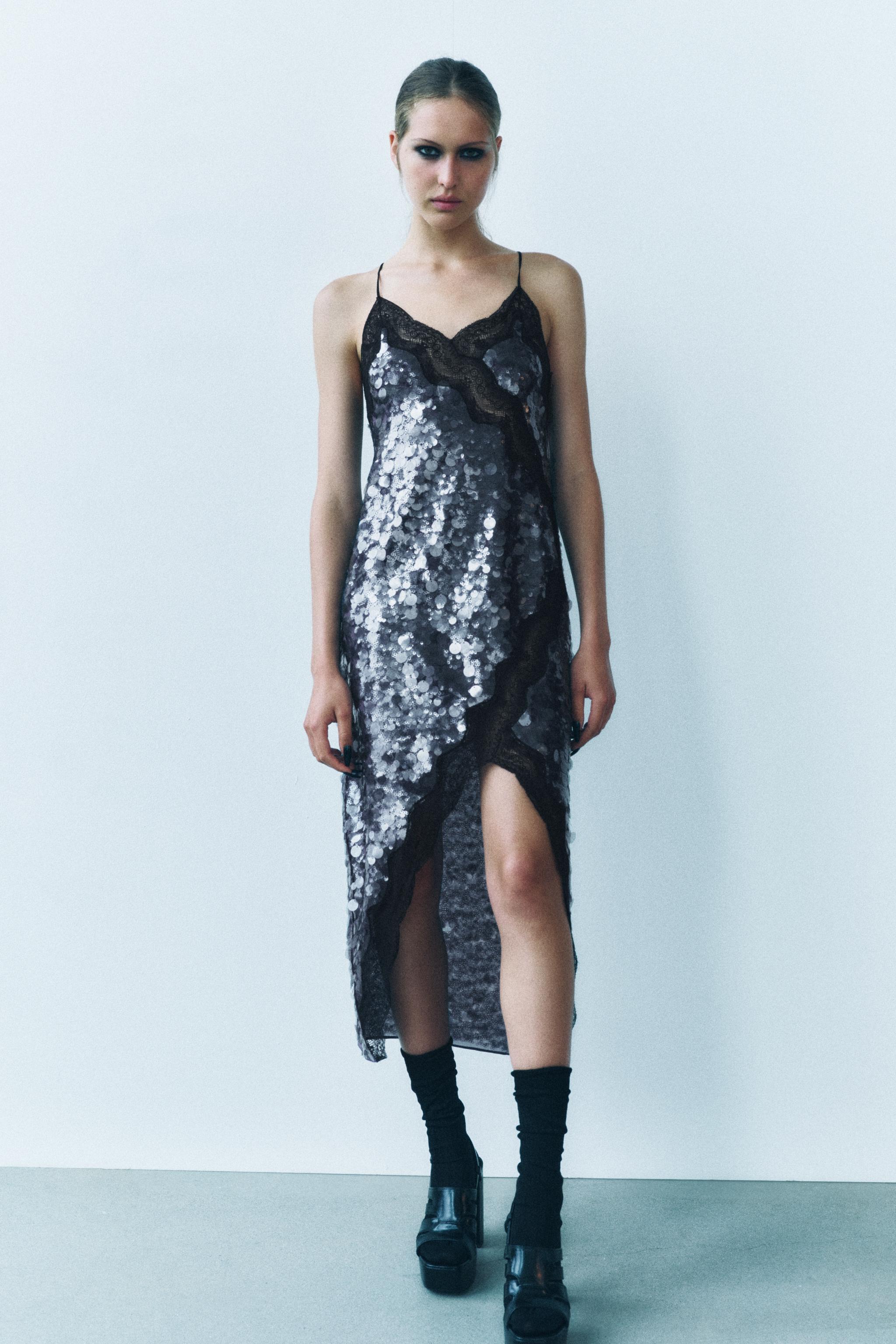 Asymmetric sequin dress zara hotsell