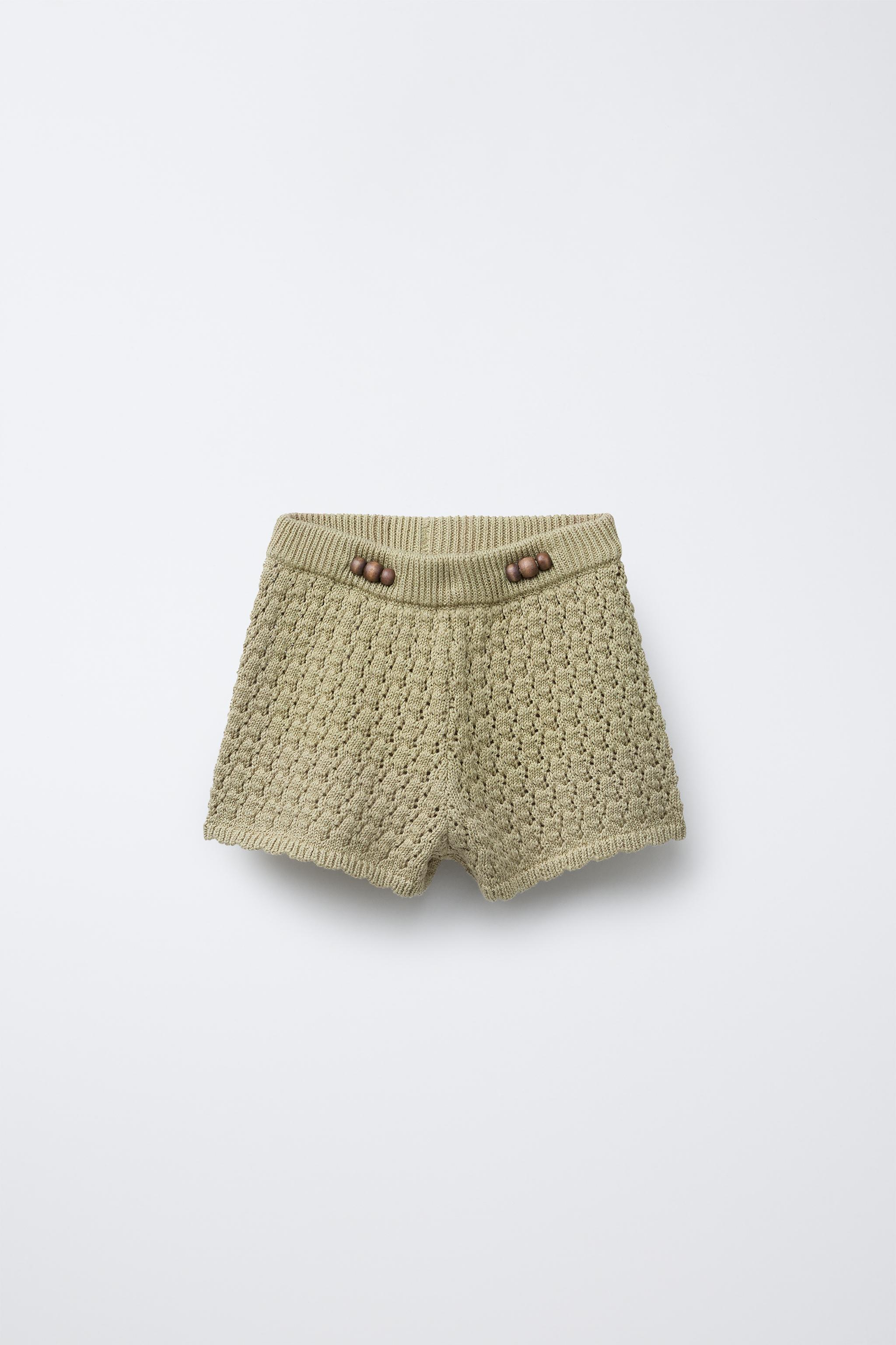 BEADED KNIT SHORTS - Light khaki | ZARA United States