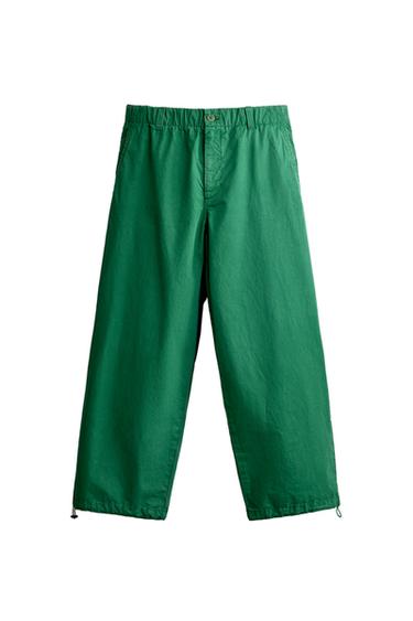 RELAXED FIT PARACHUTE TROUSERS - Green by Zara