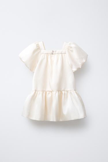 ROBE SATINÉE À NŒUDS - Écru de Zara - Image 1