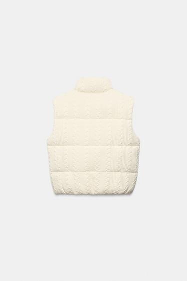 CABLE KNIT PUFFER GILET - Ecru by Zara