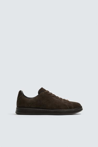 Zara LEATHER SNEAKERS - Brown