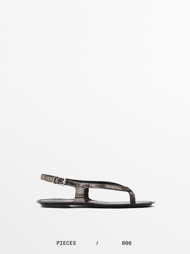 Zara Metallic flat sandals - Silver