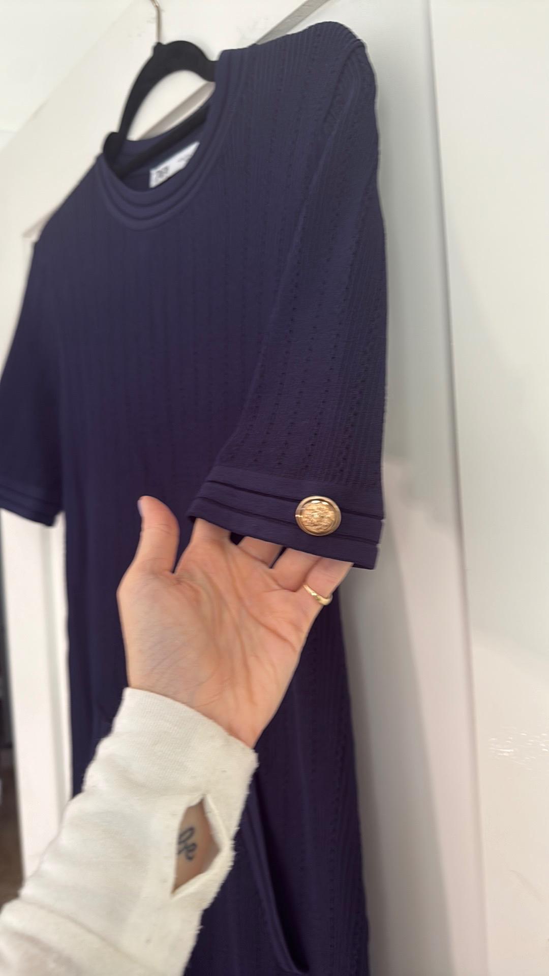 GOLD BUTTON KNIT MINI DRESS - Image 4