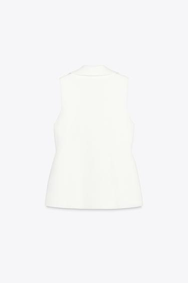WAISTCOAT TOP WITH GATHERED WAIST DETAIL - White by Zara - Image 4