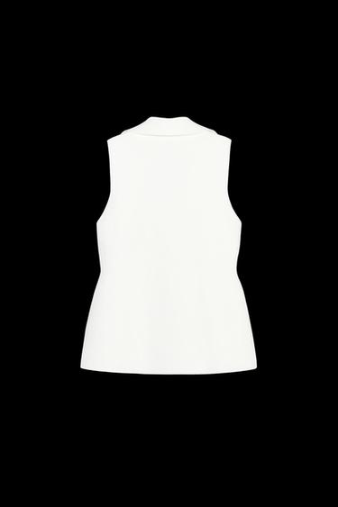 WAISTCOAT TOP WITH GATHERED WAIST DETAIL - White by Zara