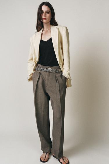 PANTALON À PINCES ZW COLLECTION - Marron clair de Zara - Image 5