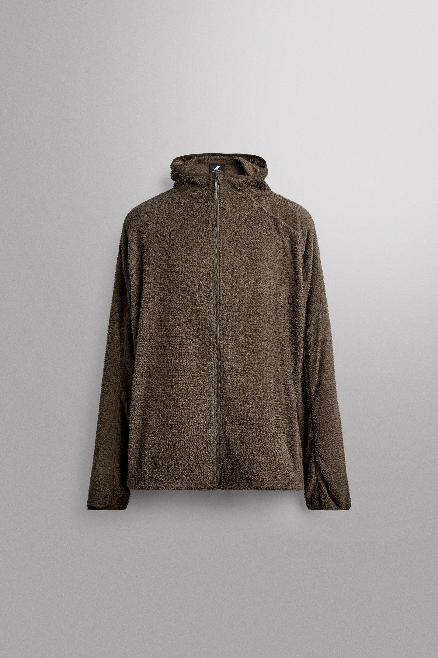 Мужское худи Zara Textured, цвет: Тёмный коричневый — фото 7