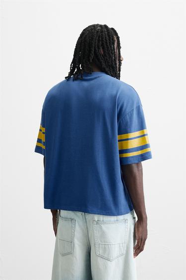 T-SHIRT IMPRIMÉ VARSITY - Bleu de Zara - Image 2