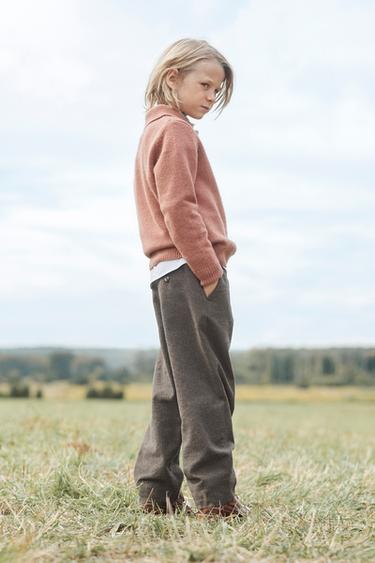 PANTALON DROIT CHEVRONS ÉDITION LIMITÉE - Gris taupe de Zara - Image 2
