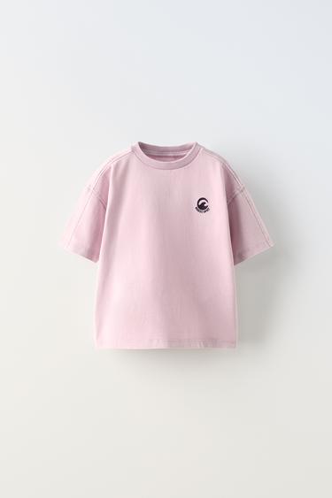Zara BASIC EMBROIDERED SHIRT - Pastel mauve