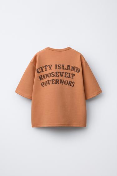 INTERLOCK SLOGAN T-SHIRT - Orange by Zara - Image 1