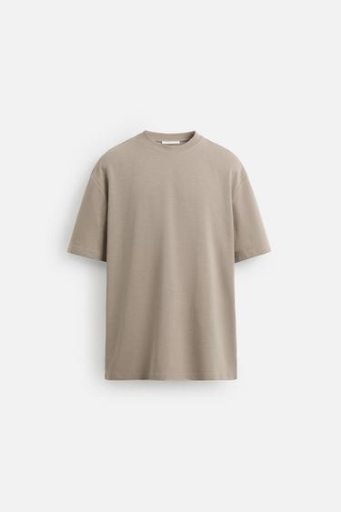 Zara BASIC REGULAR FIT T-SHIRT - Brown / Taupe