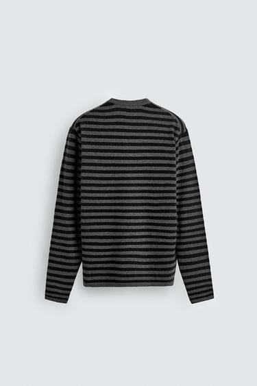 PULL À RAYURES LAINE - CACHEMIRE - Noir de Zara - Image 6