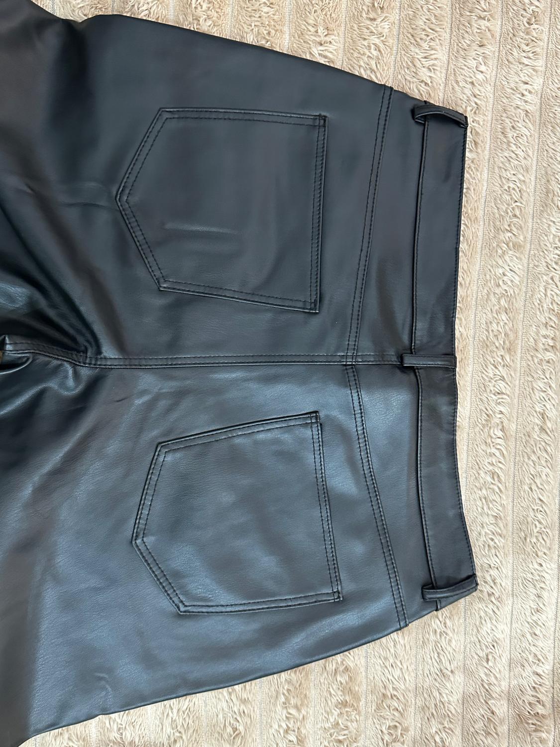 LEATHER EFFECT LONG LENGTH STRAIGHT-LEG TROUSERS - Image 5