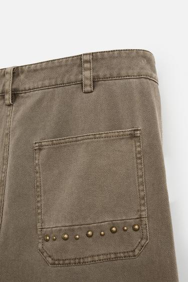 PANTALON RELAXED FIT CLOUS - Beige de Zara - Image 8