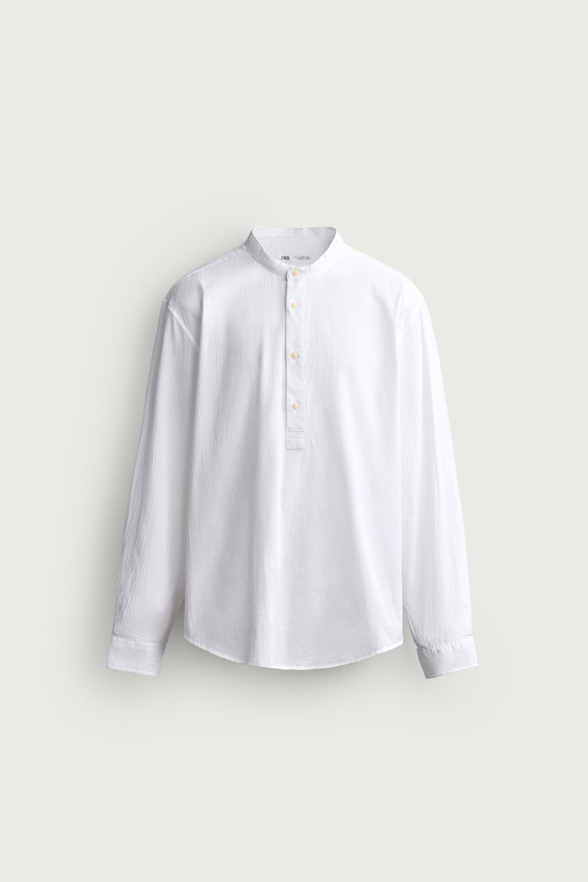 WRINKLED EFFECT POLO SHIRT — White