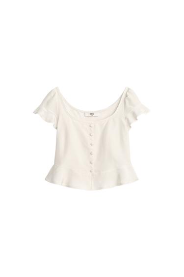 LIMITED EDITION ROMANTIC BUTTON-UP TOP - Ice by Zara