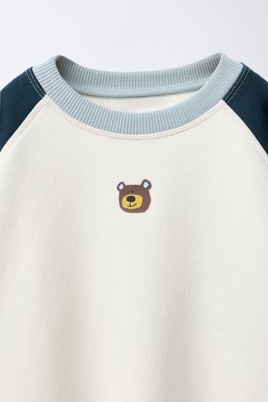 COLOUR BLOCK BEAR JOGGING SWEATSHIRT AND TROUSERS SET - Blue by Zara - Image 2