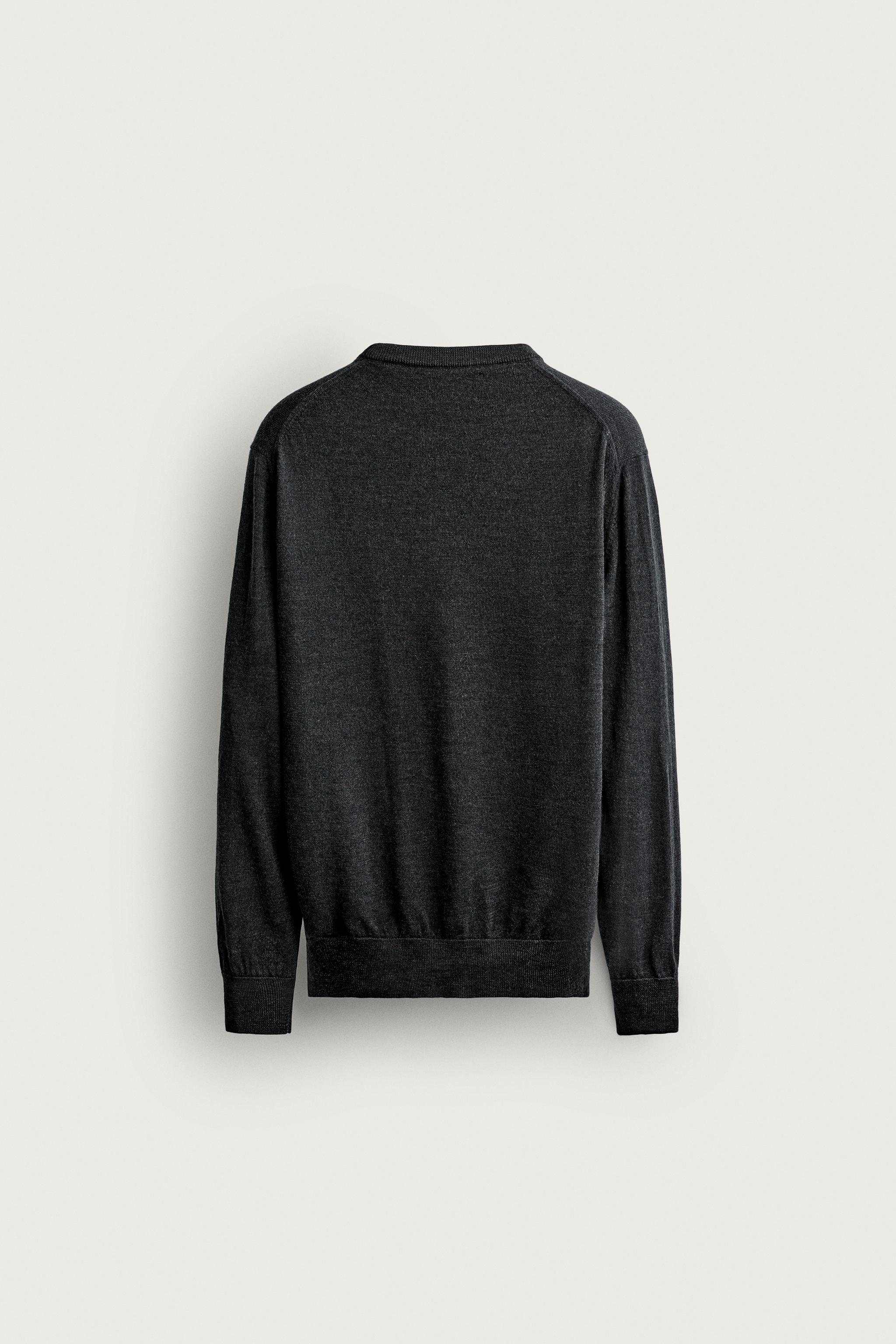 100% WOOL REGULAR FIT JUMPER — Gray marl